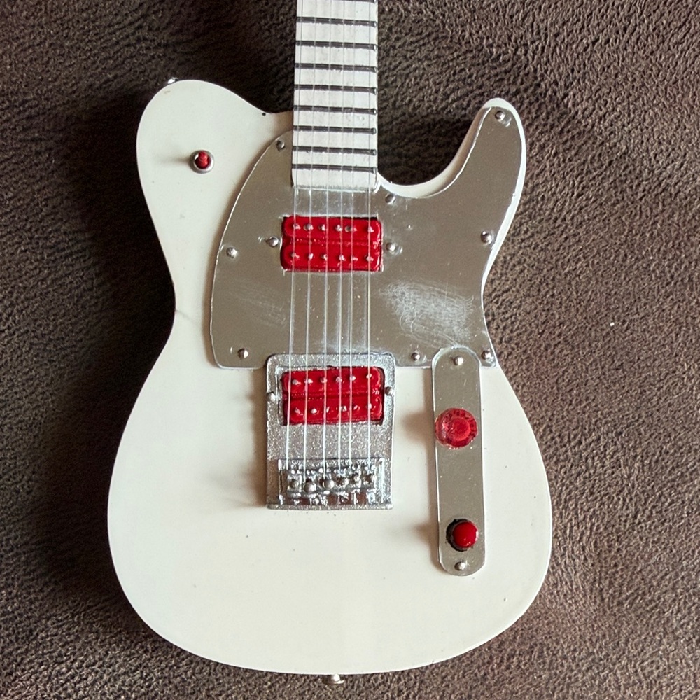 White Fender Telecaster Miniature Guitar Sculpture - Picture 2 of 7
